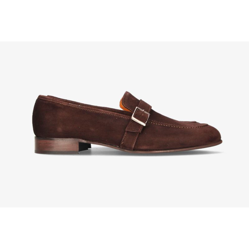 Mocassin à boucle en nubuck marron