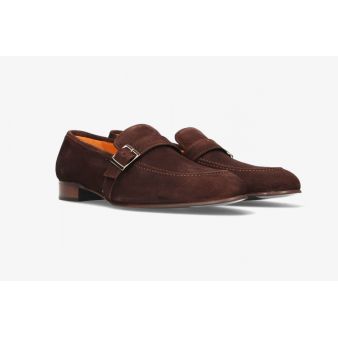 Mocassin à boucle en nubuck marron