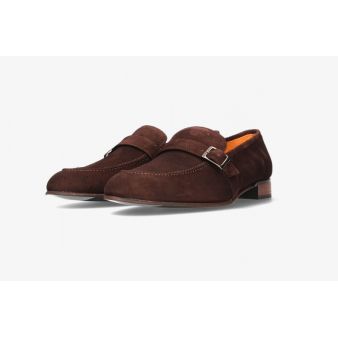 Mocassin à boucle en nubuck marron