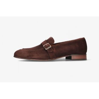 Mocassin à boucle en nubuck marron