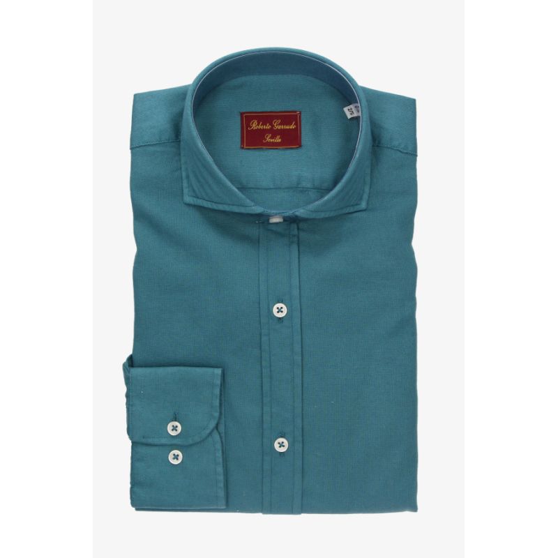 Chemise unie bleu azur col classique