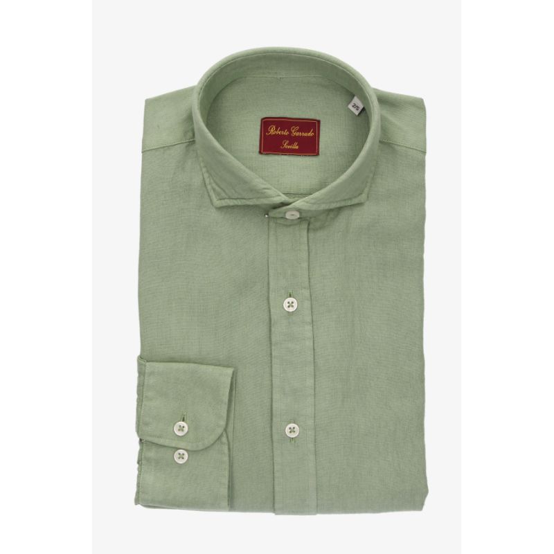 Chemise unie vert clair col classique