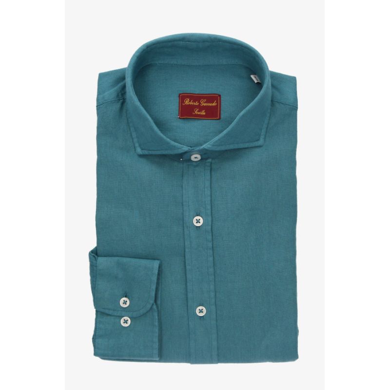 Chemise unie bleu azur col classique