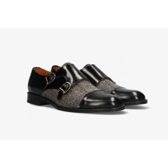 Copete dos hebillas antik negro-espiga gris