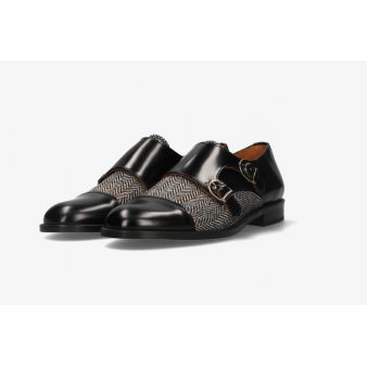 Copete dos hebillas antik negro-espiga gris