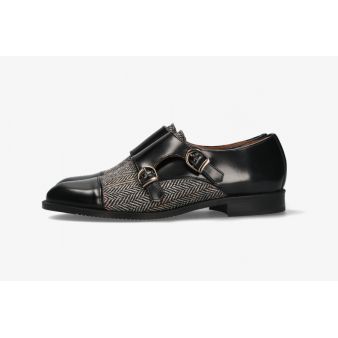 Copete dos hebillas antik negro-espiga gris