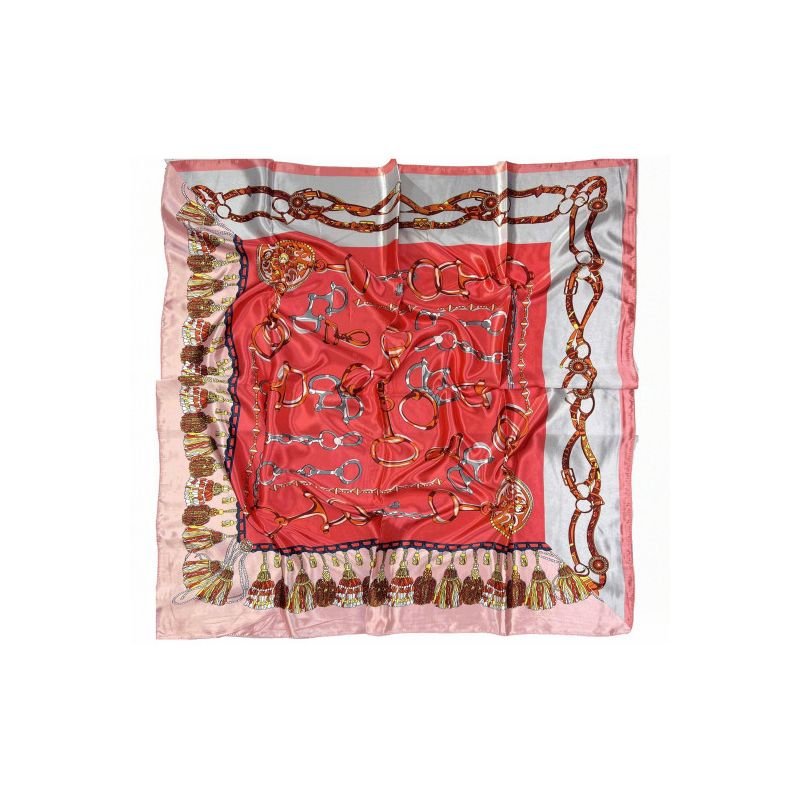 Pañuelo adornos en rojo y salmón