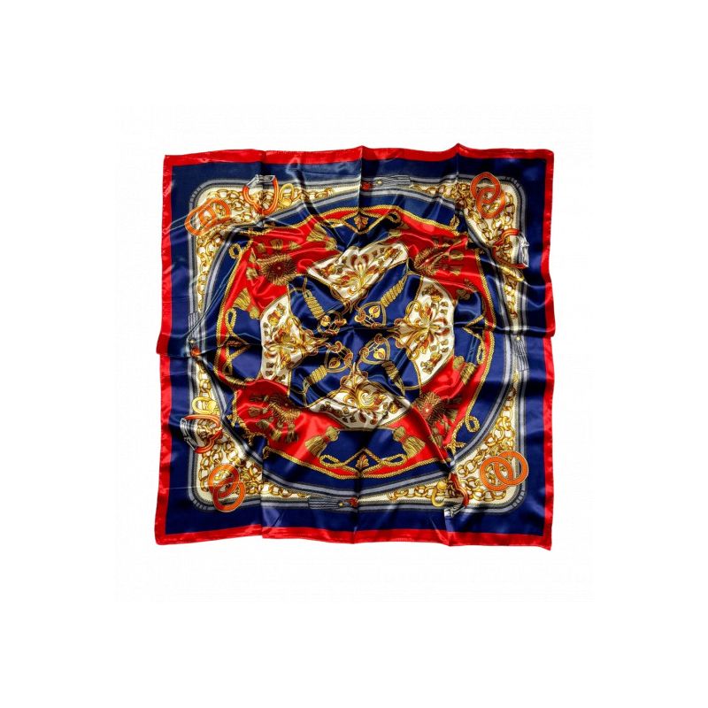 Pañuelo adornos cachemire en rojo y azul