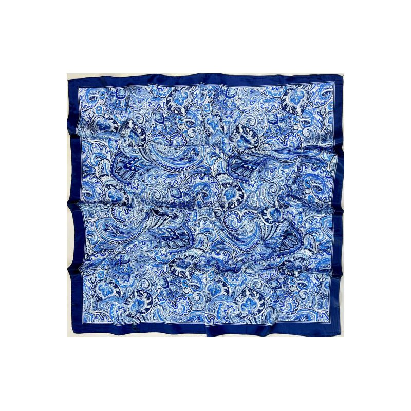 Pañuelo adornos cachemire en azul y celeste