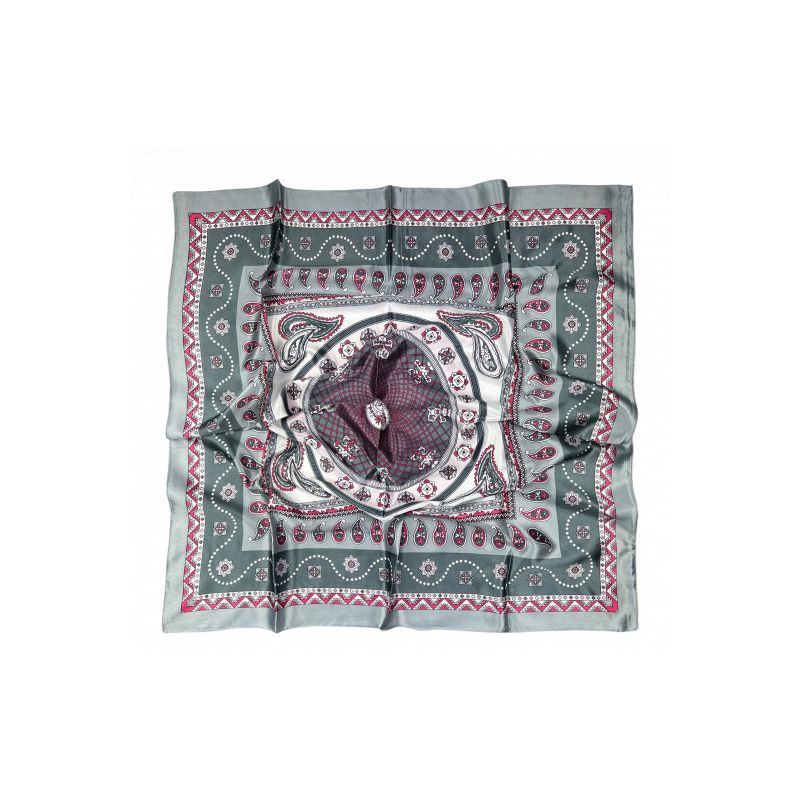 Pañuelo adorno cachemire gris y rojo