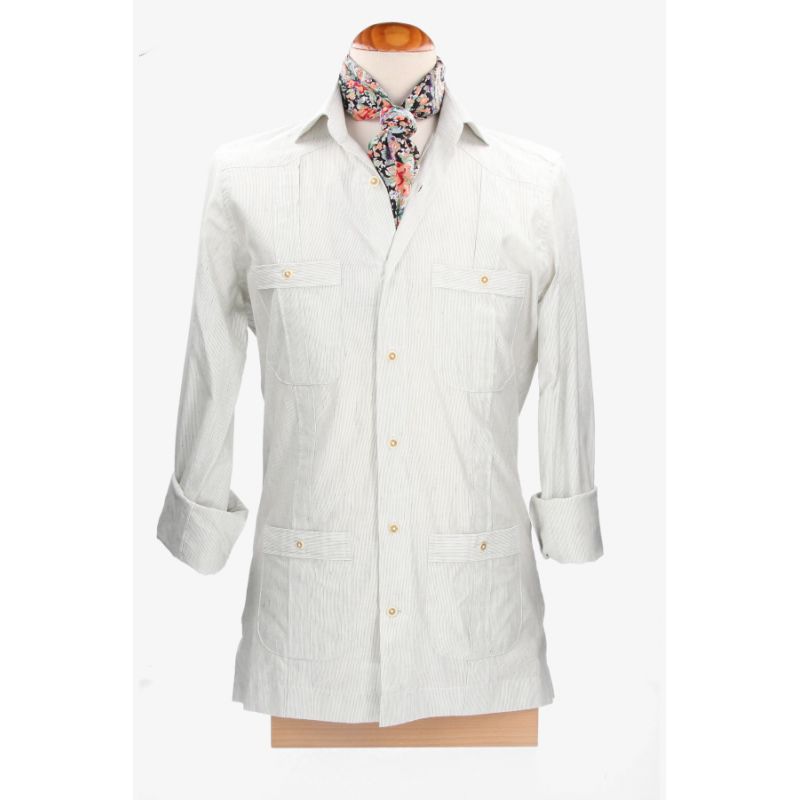 Camisa Cubana Rayas Verdes