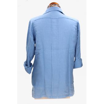 Camisa Cubana Lino celeste