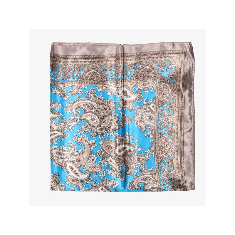 Foulard à motif cachemire beige sur fond turquoise