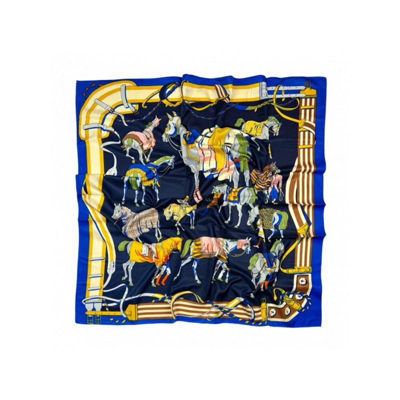 Pañuelo azul con adorno de caballos