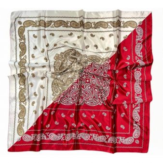 Foulard combiné rouge/beige