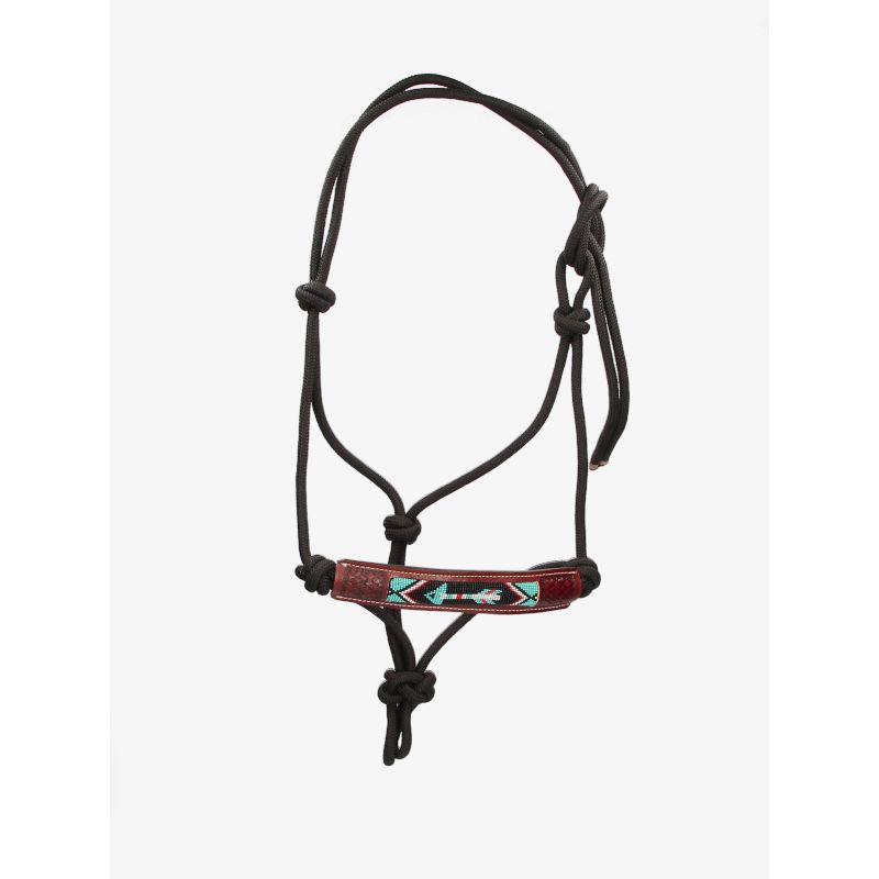 Cabezada de cuerda negro con adorno étnico