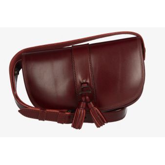 Bolso riñonera con correa vaqueta cereza adorno cairel