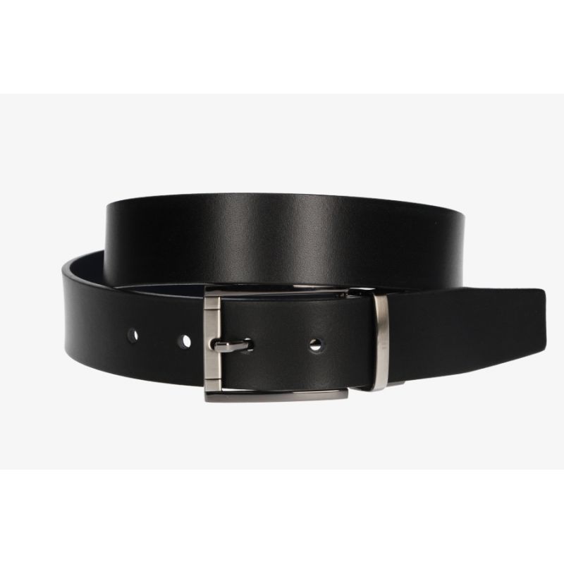 Ceinture réversible noire et bleue