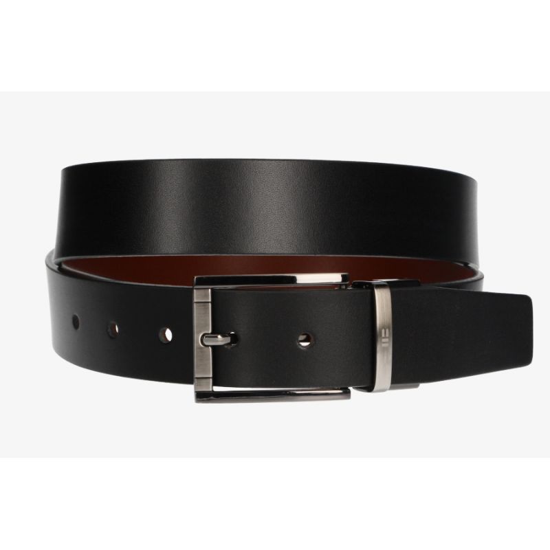Ceinture réversible noire et cuir