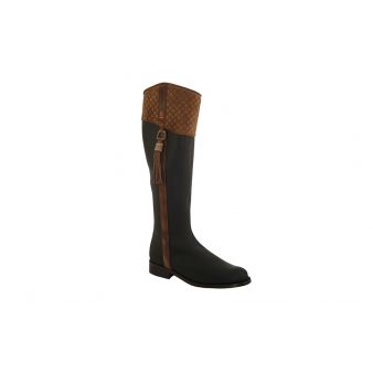 Bota hípica castaña banda acolchada cuero