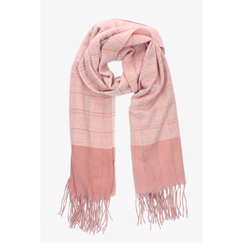 Bufanda cuadros finos rosa