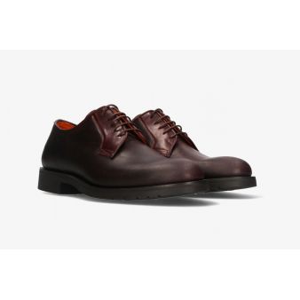 Blucher de couro marrom liso Valverde del Camino
