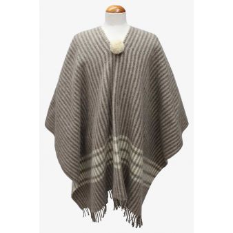 Poncho taupe avec rayures