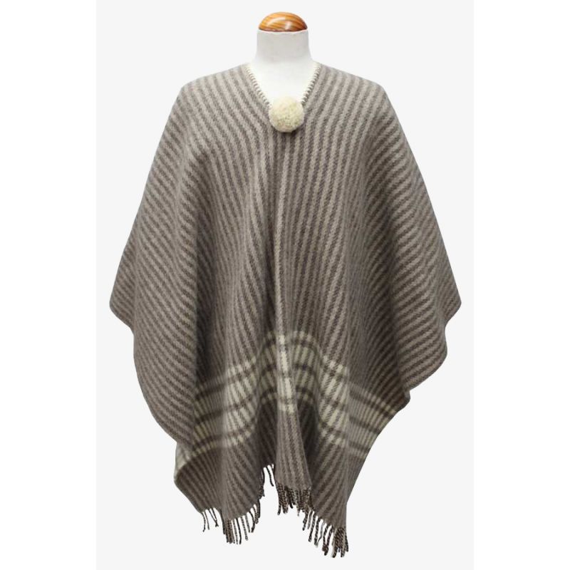 Poncho taupe com listras