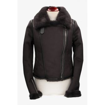 Cazadora borreguito gris oscuro
