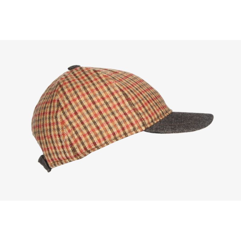 Gorra strike cuadros camel visera gris