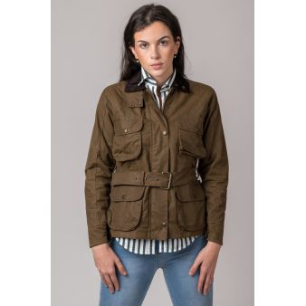 Chaqueta encerada Pockets camel