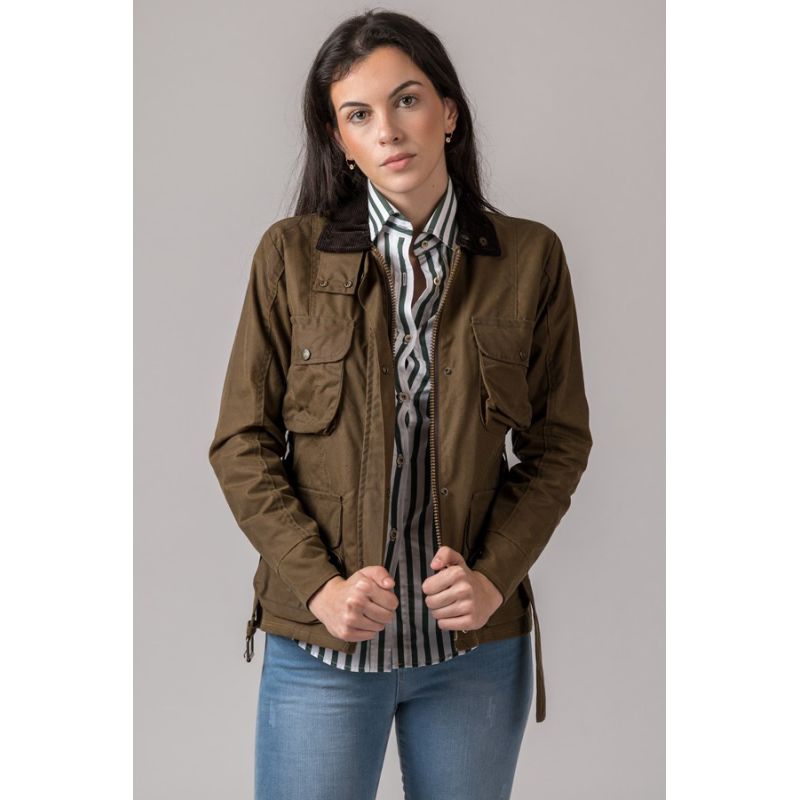 Chaqueta encerada Pockets camel