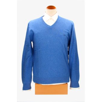 Pull col en V Bleu