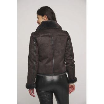 Cazadora borreguito gris oscuro