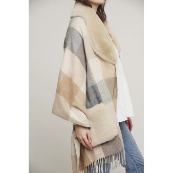 Poncho Apollo cuadros beige