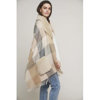 Poncho Apollo cuadros beige