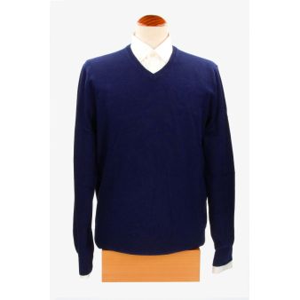 Pull col en V Bleu