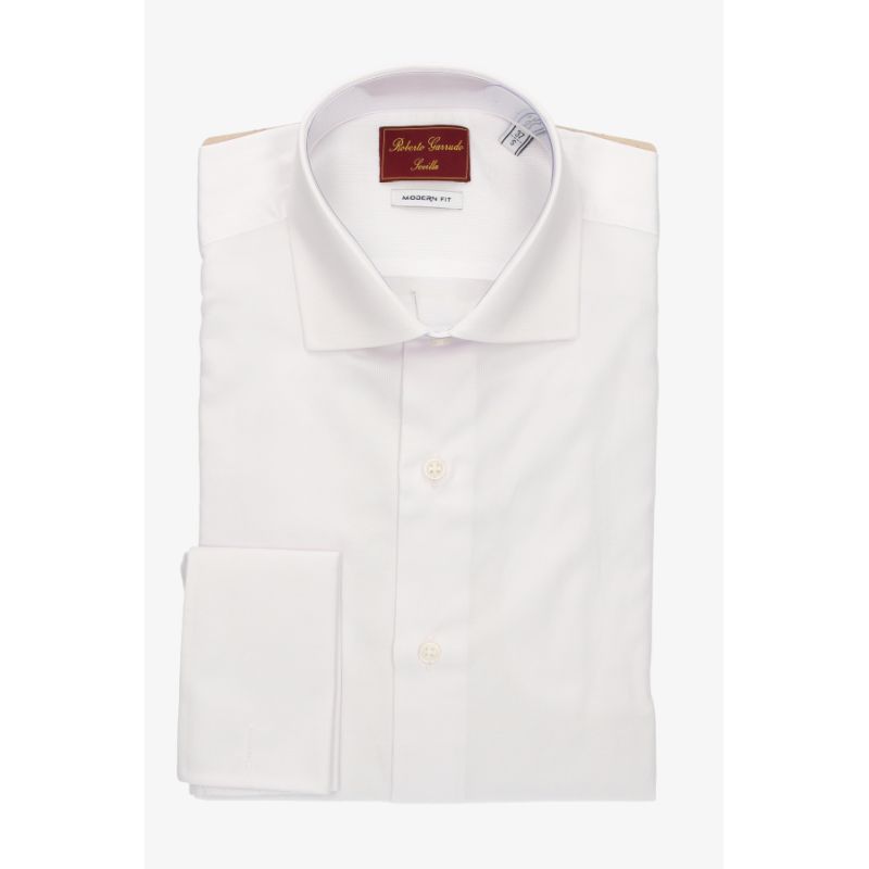 Camisa lisa blanca doble puño