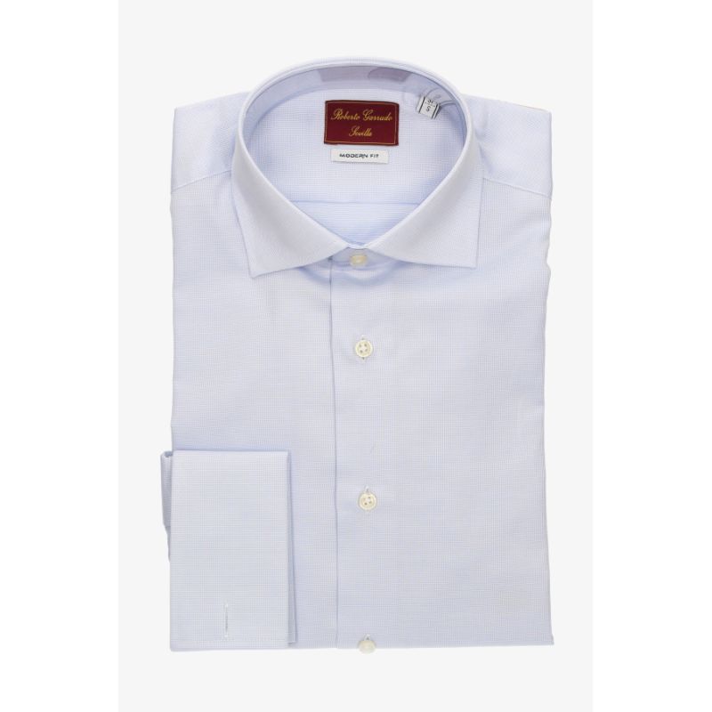 Camisa lisa celeste doble puño