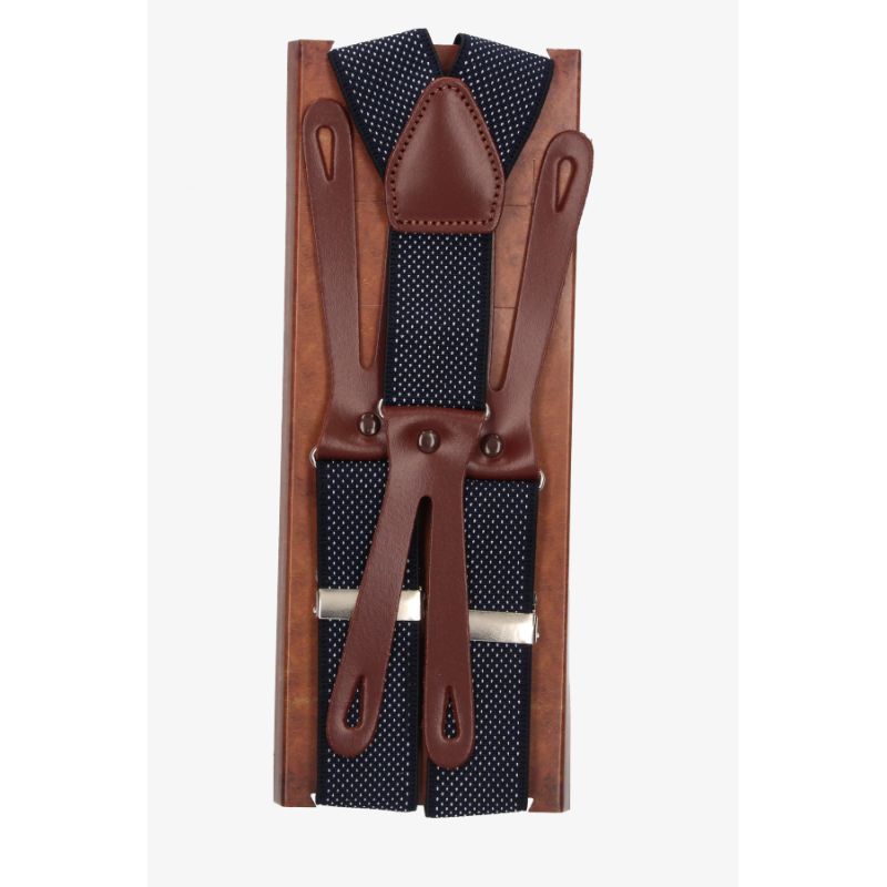 Elastic braces with blue polka dots, 35 mm