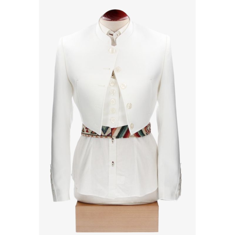 Chaqueta y chalequillo sarga blanco roto