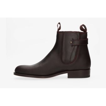 Short boot with gusset and buckle in chestnut calf Valverde del Camino