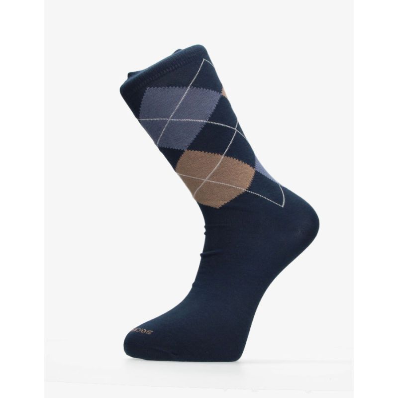 Meia xadrez intarsia azul