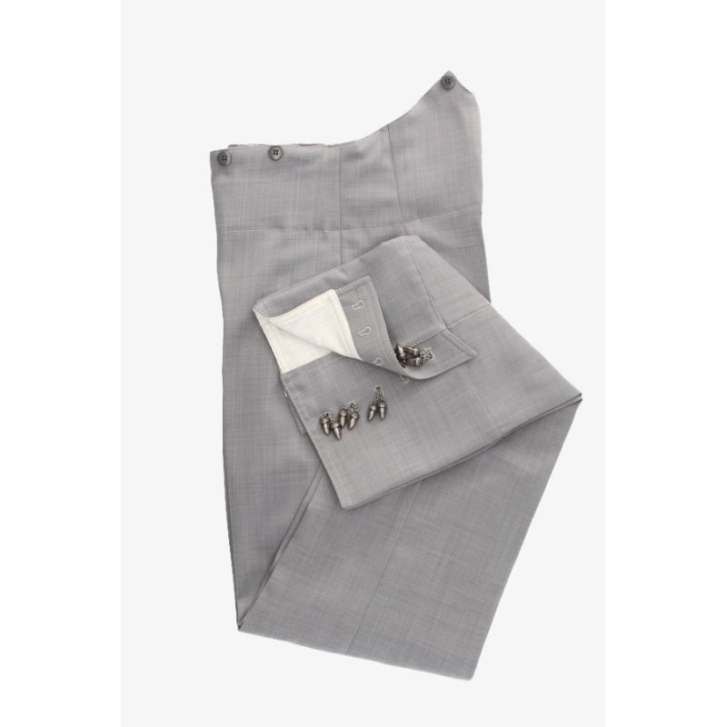 Calça cairel forrada elástica cinza pérola