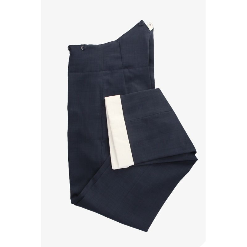 Calça virada forrada elástica azul-marinho