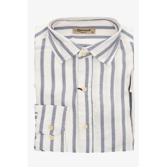 Camisa de linho com listras jeans
