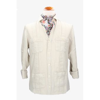 Camisa Cubana beige lino