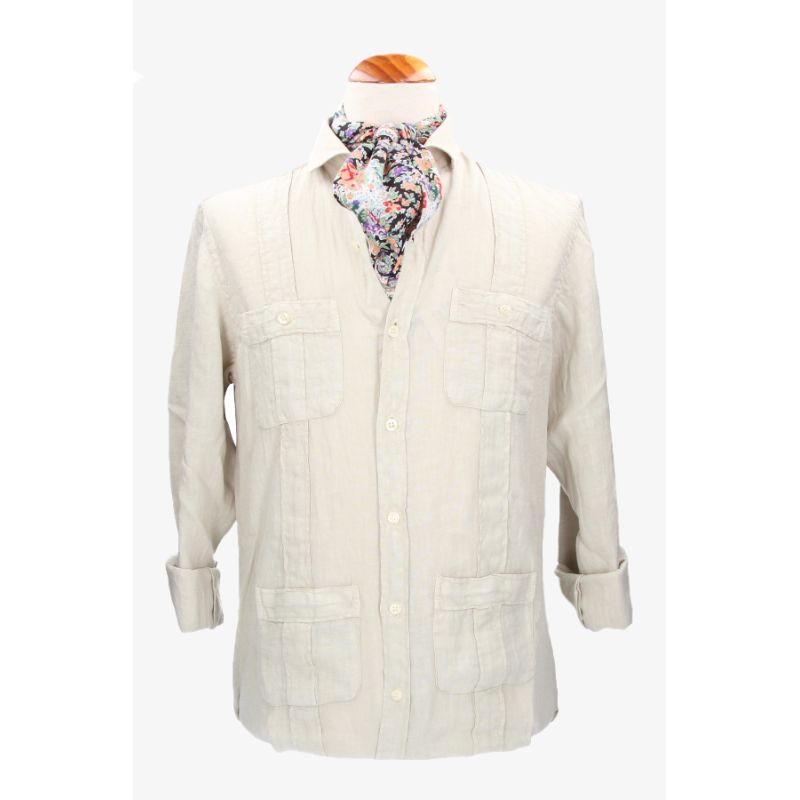 Camisa Cubana beige lino
