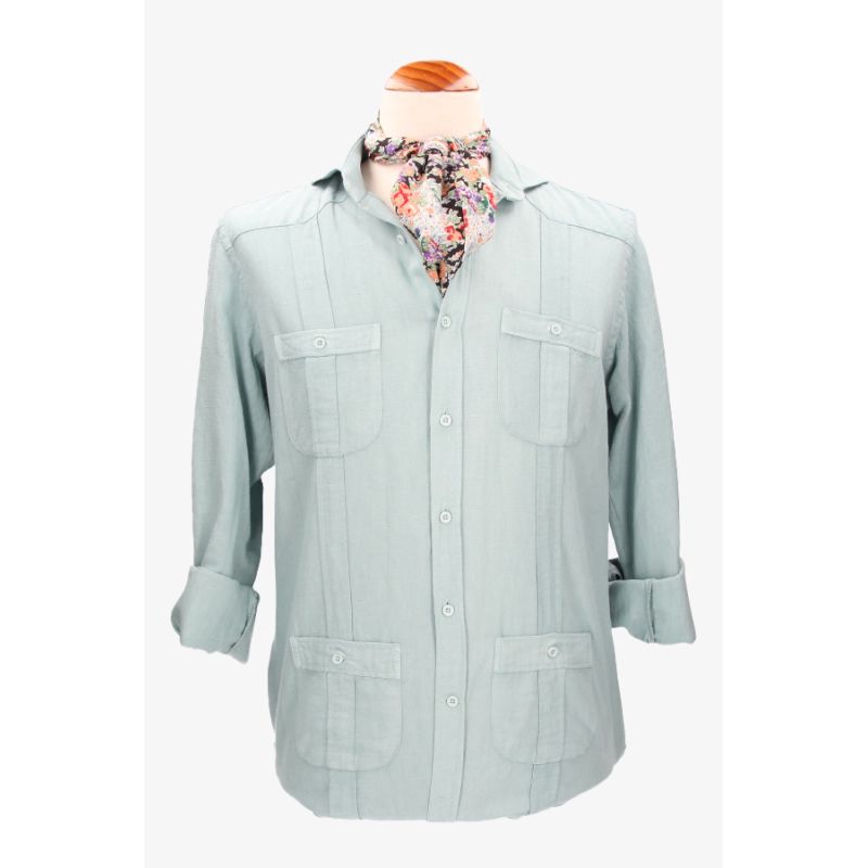 Camisa Cubana verde empolvado