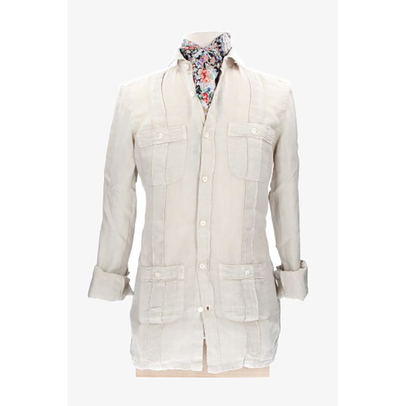 Camisa Cubana lino beige